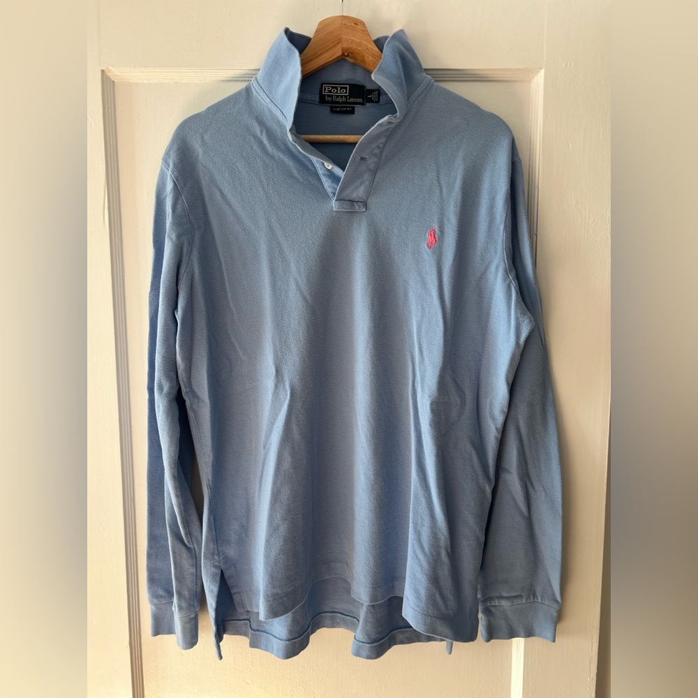 Polo by Ralph Lauren Men's Light Blue Long Sleeve Polo
